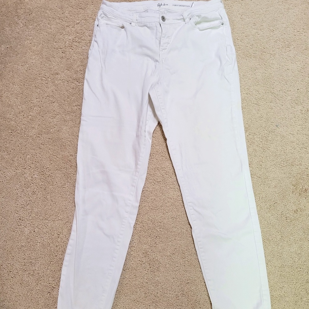 Style & Co White Jeans, Size 16L, Curvy Skinny Leg